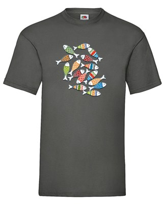 FRUIT OF THE LOOM T-shirt με στάμπα K2102 ΓΚΡΙ ΣΚΟΥΡΟ